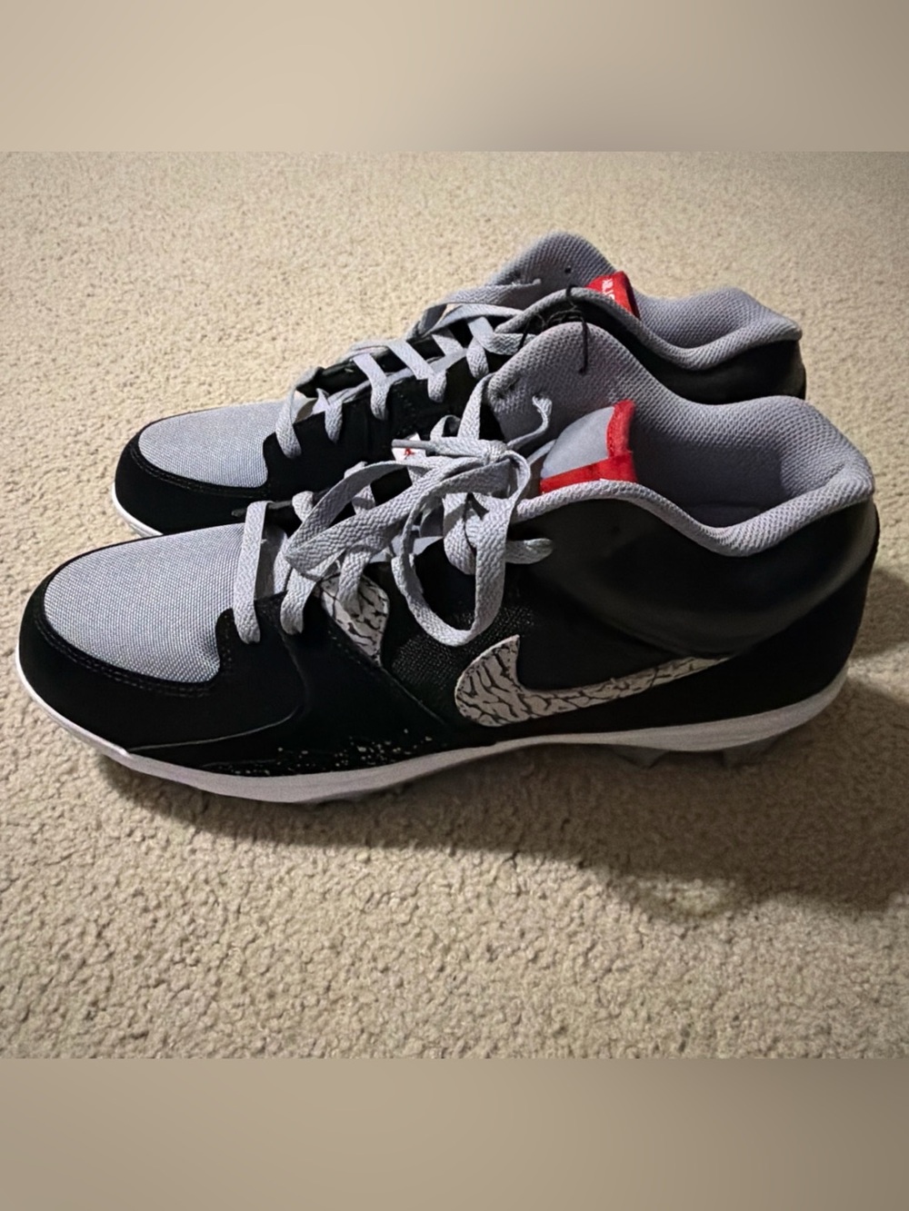 Air Jordan Stadium 90 Low TD Mens Sz 13 Football Cleats HQ0210-060 Black Cement